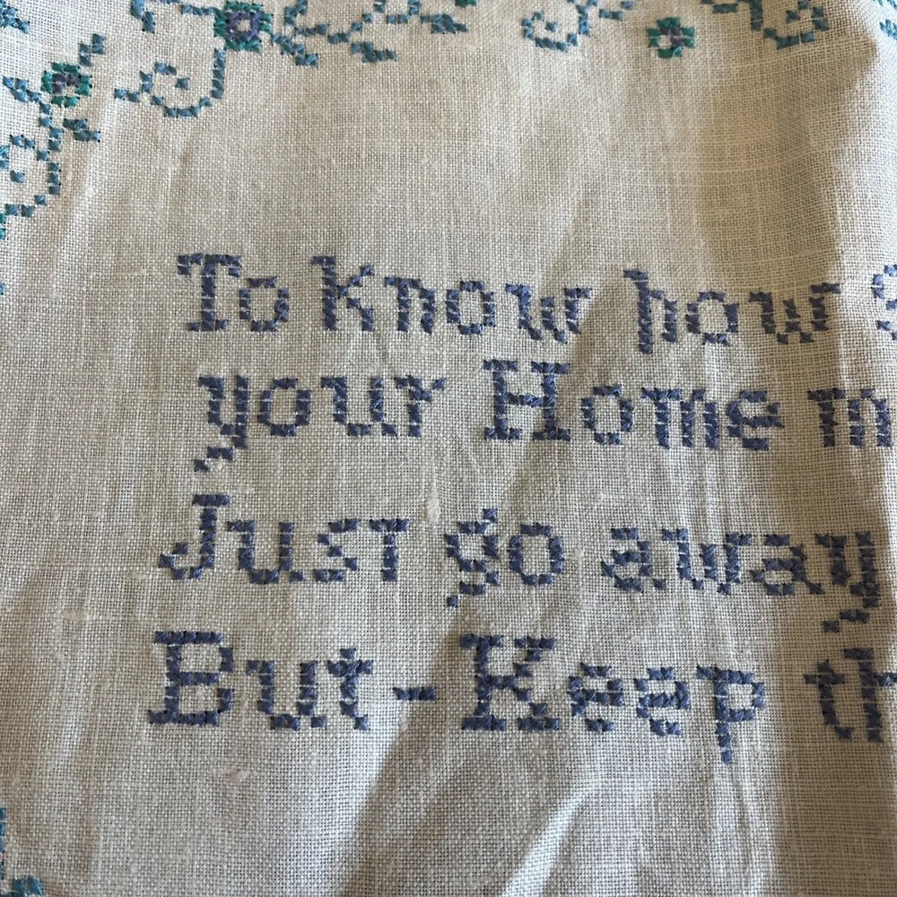 Embroidered Sweet Home Keep The Key Verse Completed Unframed Needlepoint‎ Home